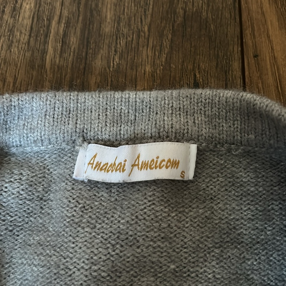 Classic Gray V-Neck Button Cardigan Sweater - Picture 2 of 4